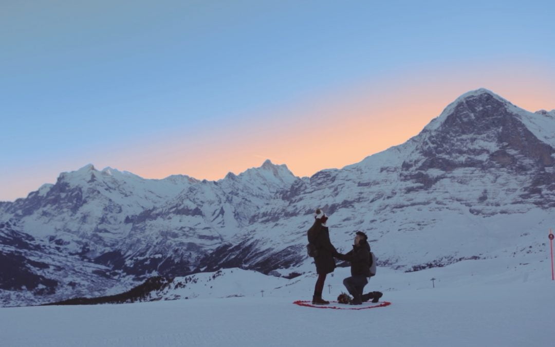 A Magical Snowy Mountain Proposal in the Swiss Alps