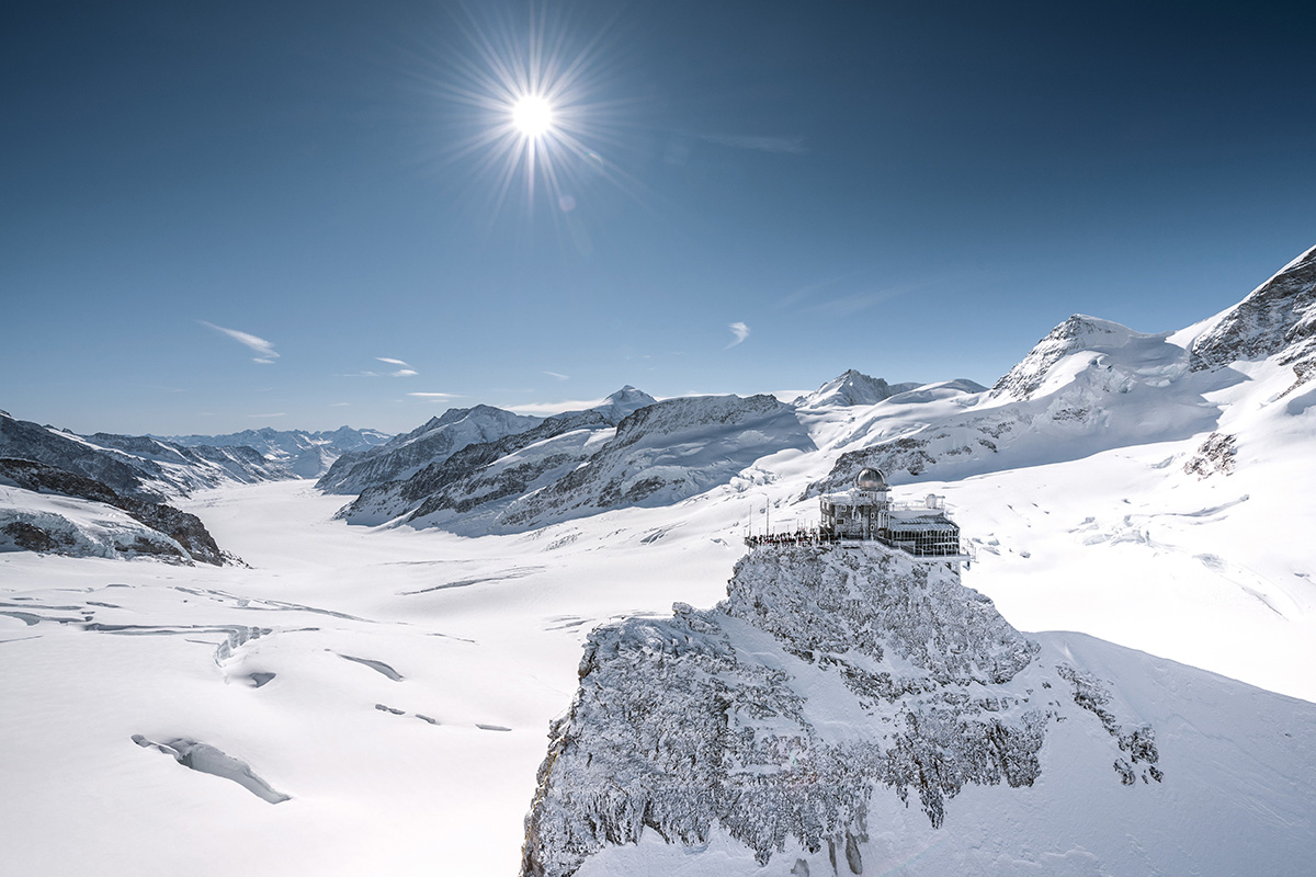 Jungfraujoch in Switzerland, also known as “The Top of Europe.”